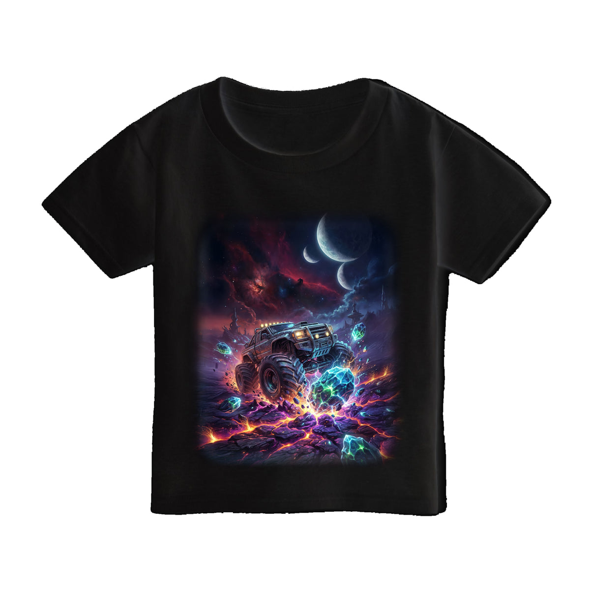 Crystal Crush Truck Toddler T-Shirt   Cosmic Monster Truck Graphic Tee