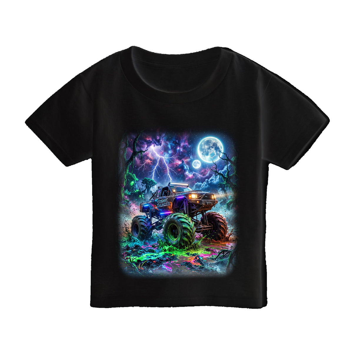 Cosmic Thunder Truck Toddler T-Shirt   Cosmic Monster Truck Graphic Tee