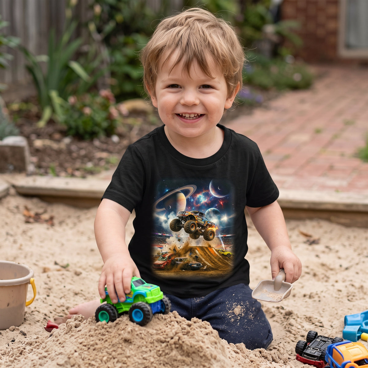 Cosmic Crusher Toddler T-Shirt   Cosmic Monster Truck Graphic Tee