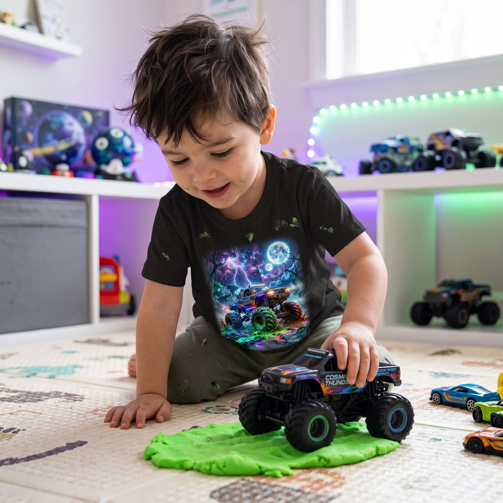 Cosmic Thunder Truck Toddler T-Shirt   Cosmic Monster Truck Graphic Tee