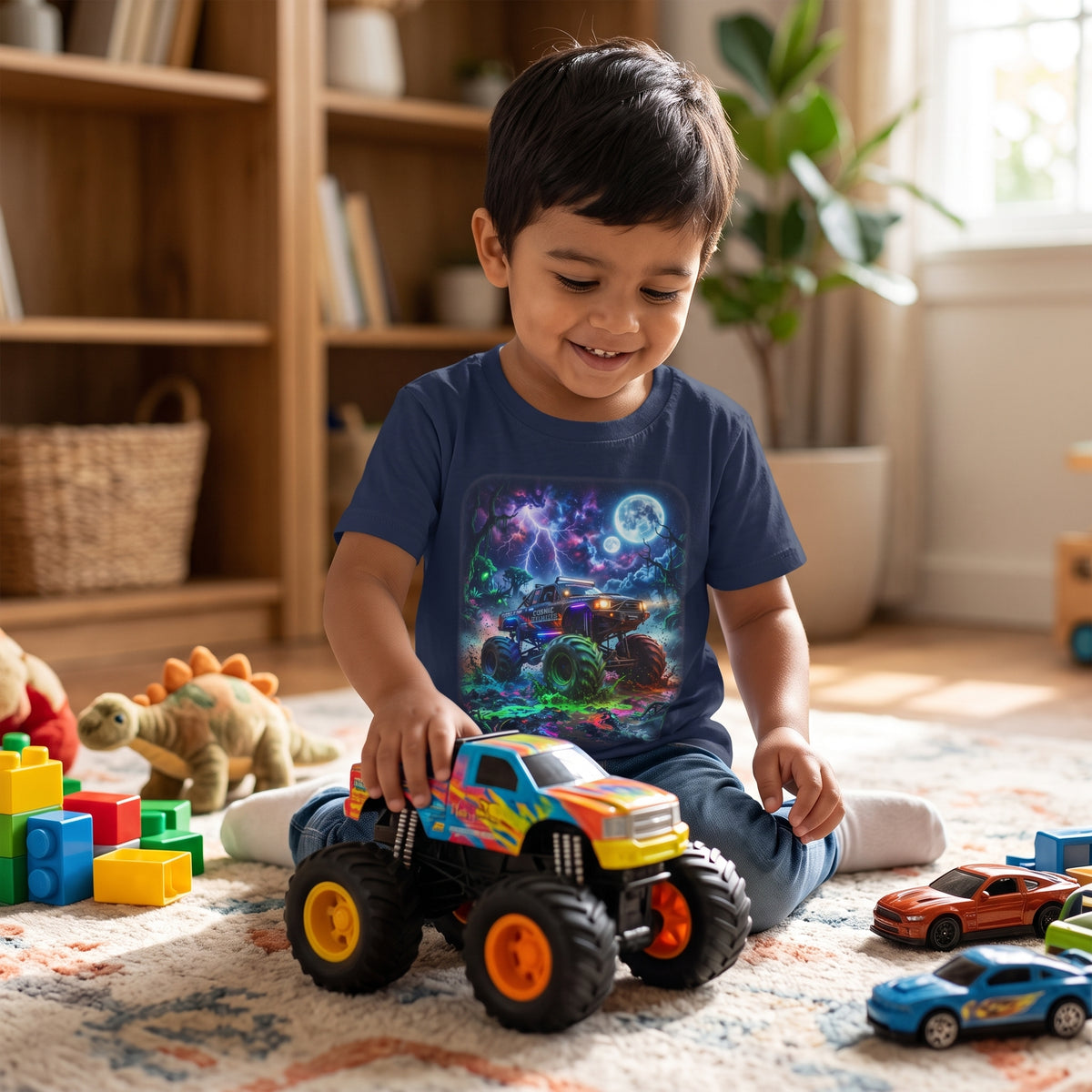 Cosmic Thunder Truck Toddler T-Shirt   Cosmic Monster Truck Graphic Tee