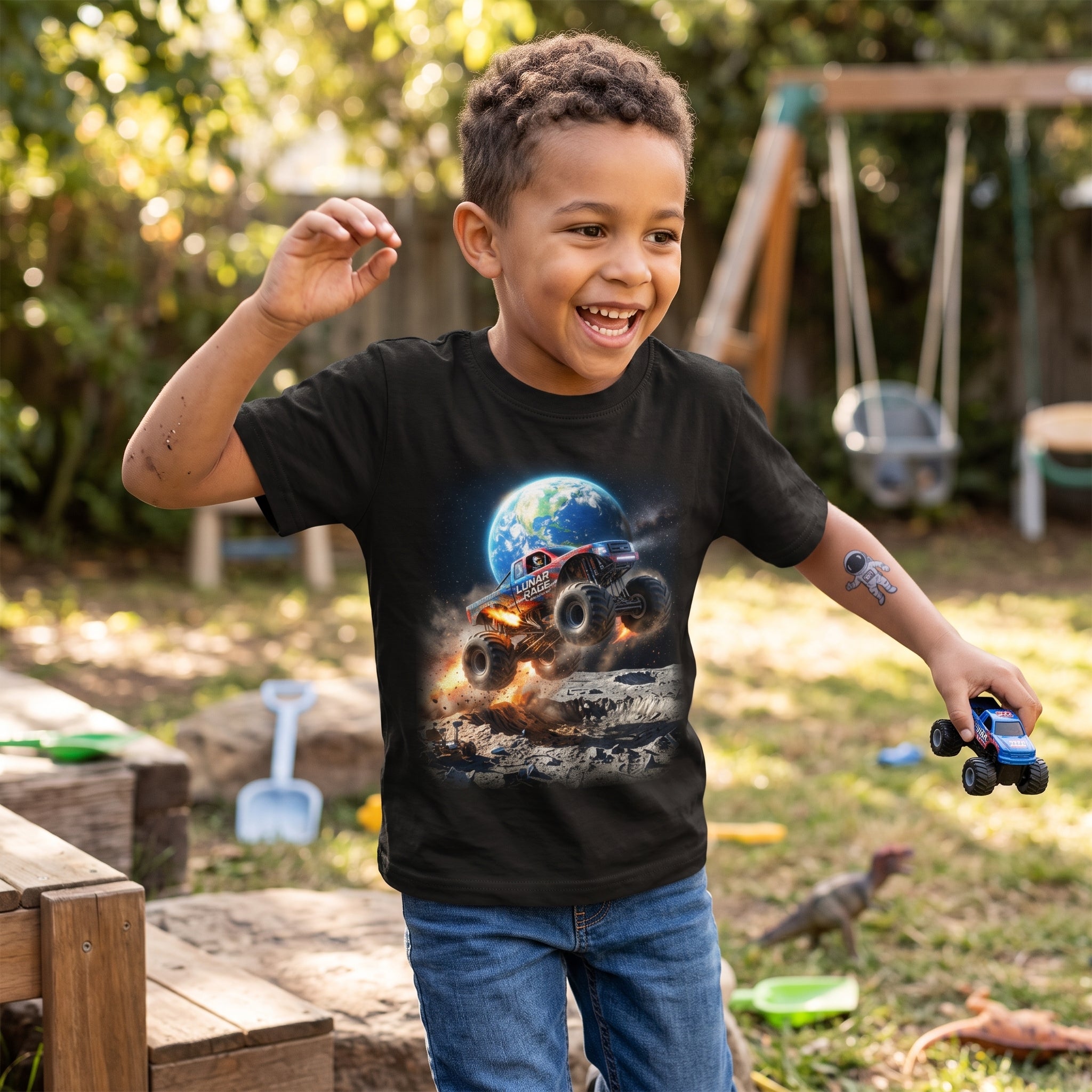 Lunar Rage Truck Youth T-Shirt   Cosmic Monster Truck Graphic Tee