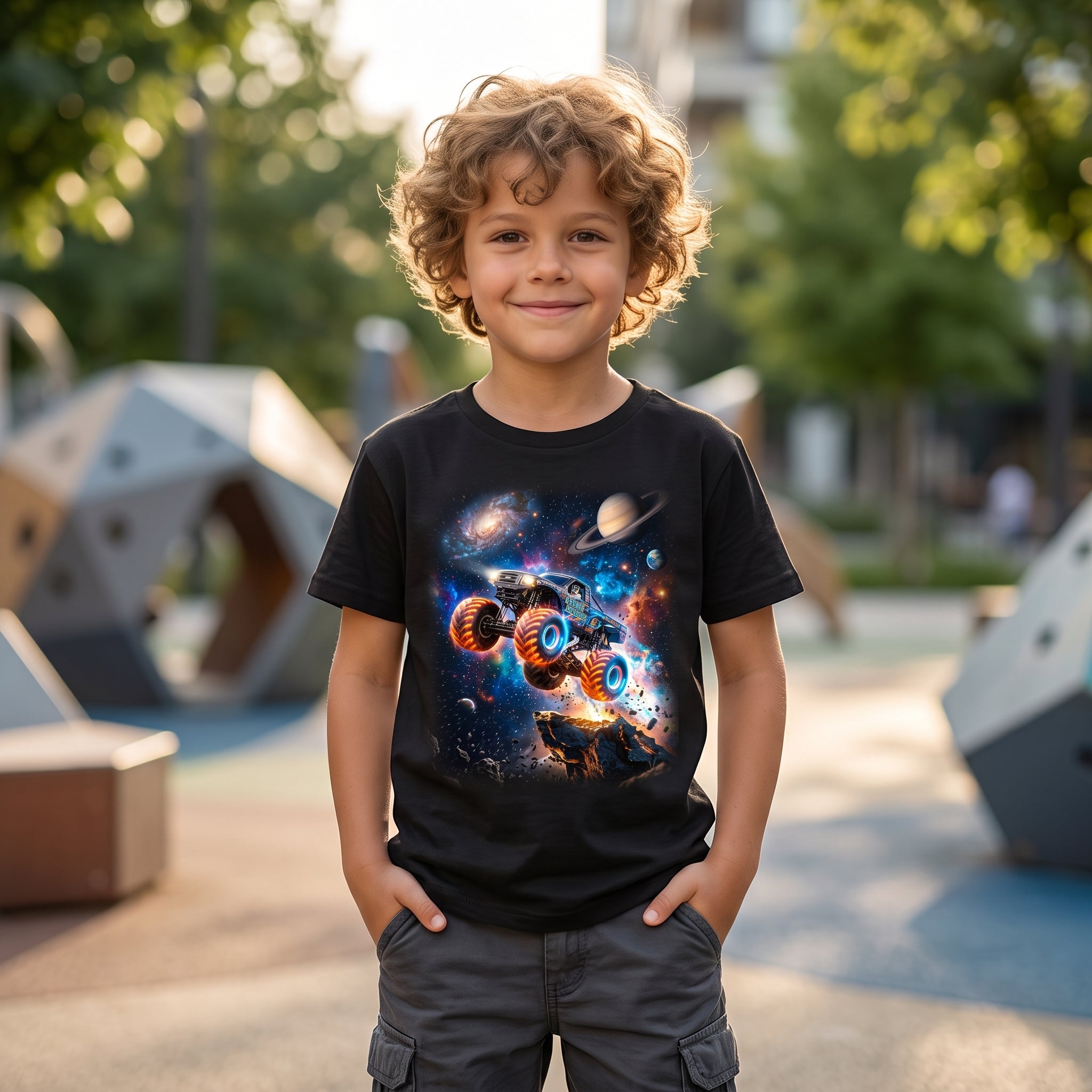 Cosmic Monster Truck Youth T-Shirt   Cosmic Monster Truck Graphic Tee