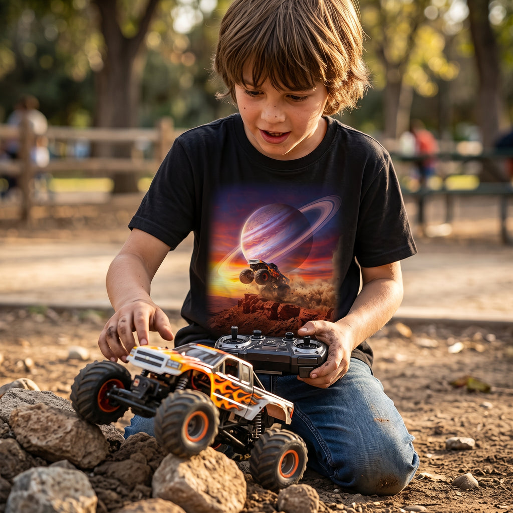 Ring Ripper Truck Youth T-Shirt | Cosmic Monster Truck Graphic Tee
