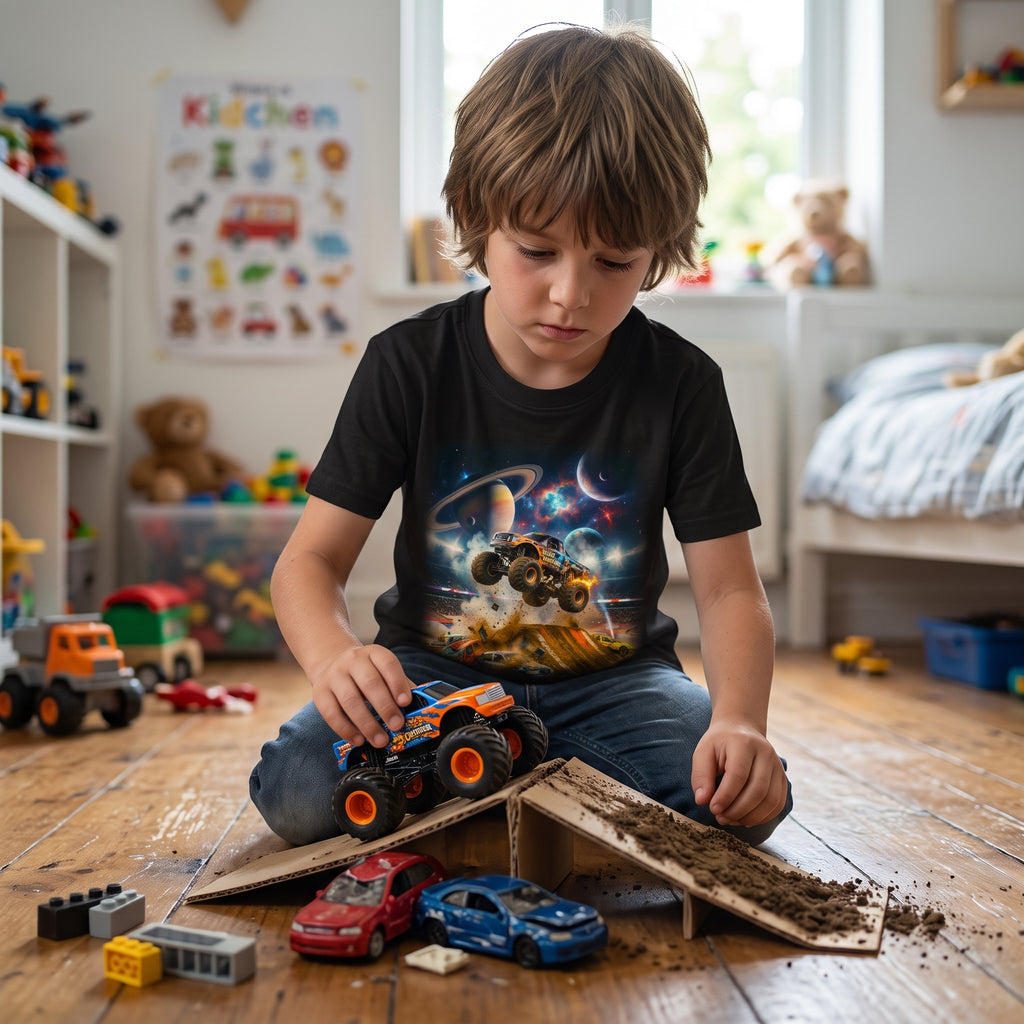 Cosmic Crusher Youth T-Shirt  Cosmic Monster Truck Graphic Tee