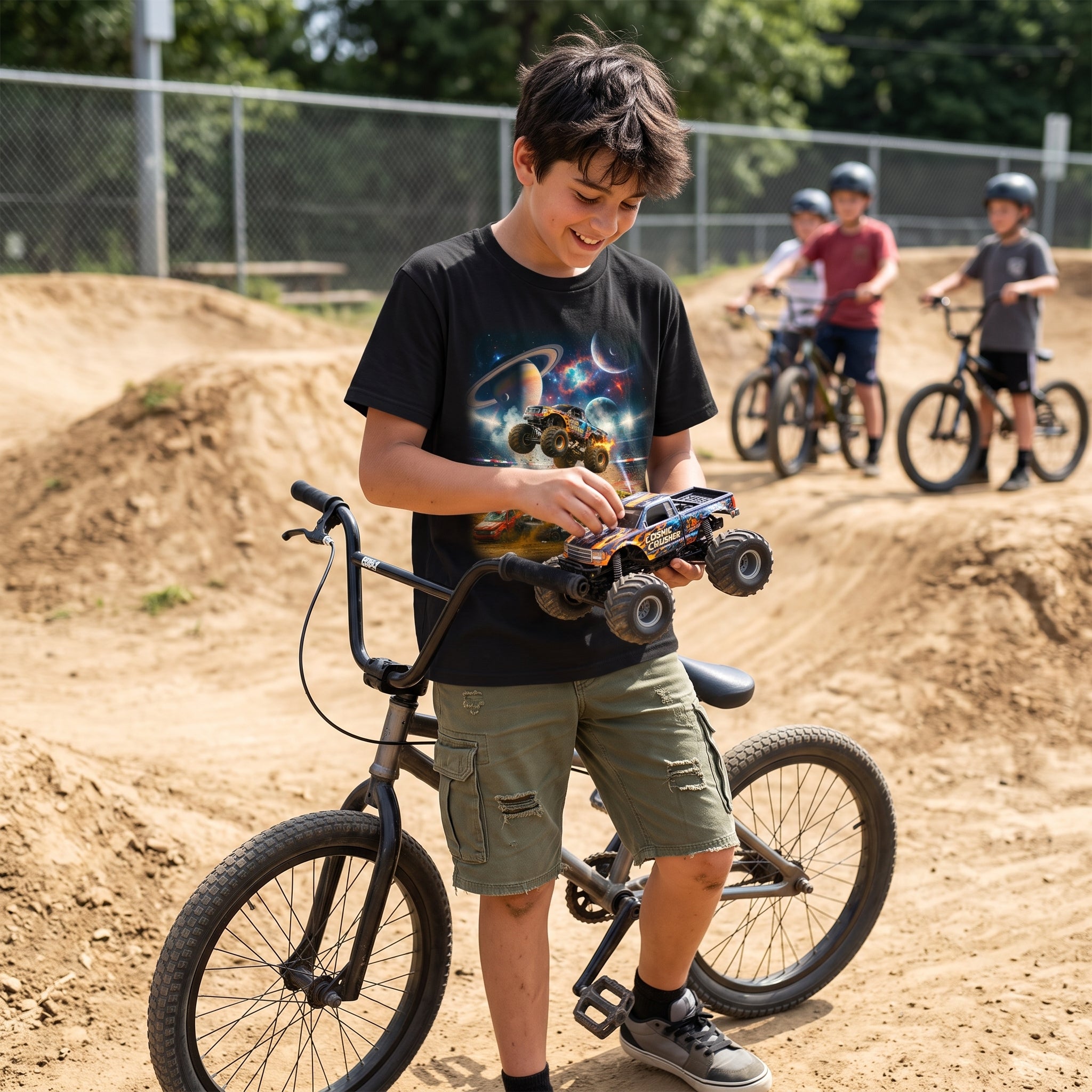 Cosmic Crusher Youth T-Shirt  Cosmic Monster Truck Graphic Tee