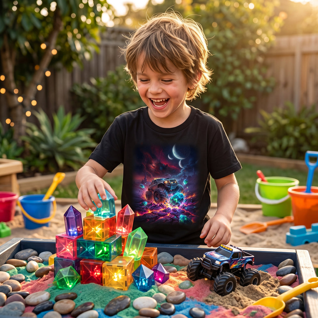 Crystal Crush Truck Youth T-Shirt   Cosmic Monster Truck Graphic Tee