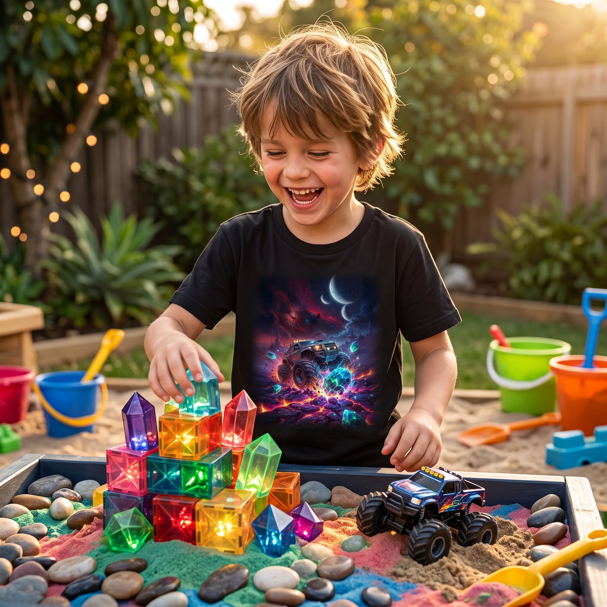 Crystal Crush Truck Youth T-Shirt   Cosmic Monster Truck Graphic Tee