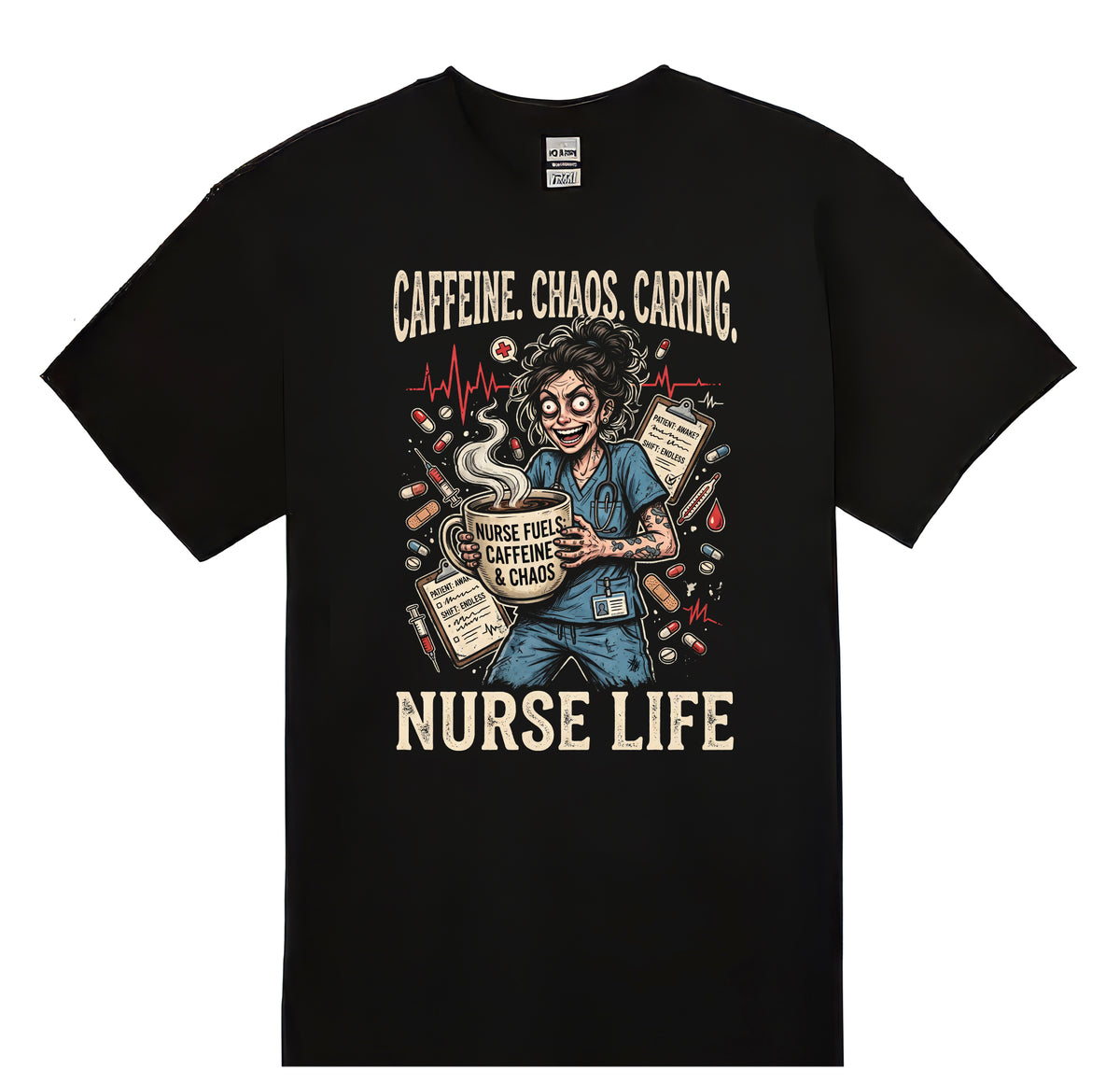 Caffeine. Chaos. Caring. T-shirt