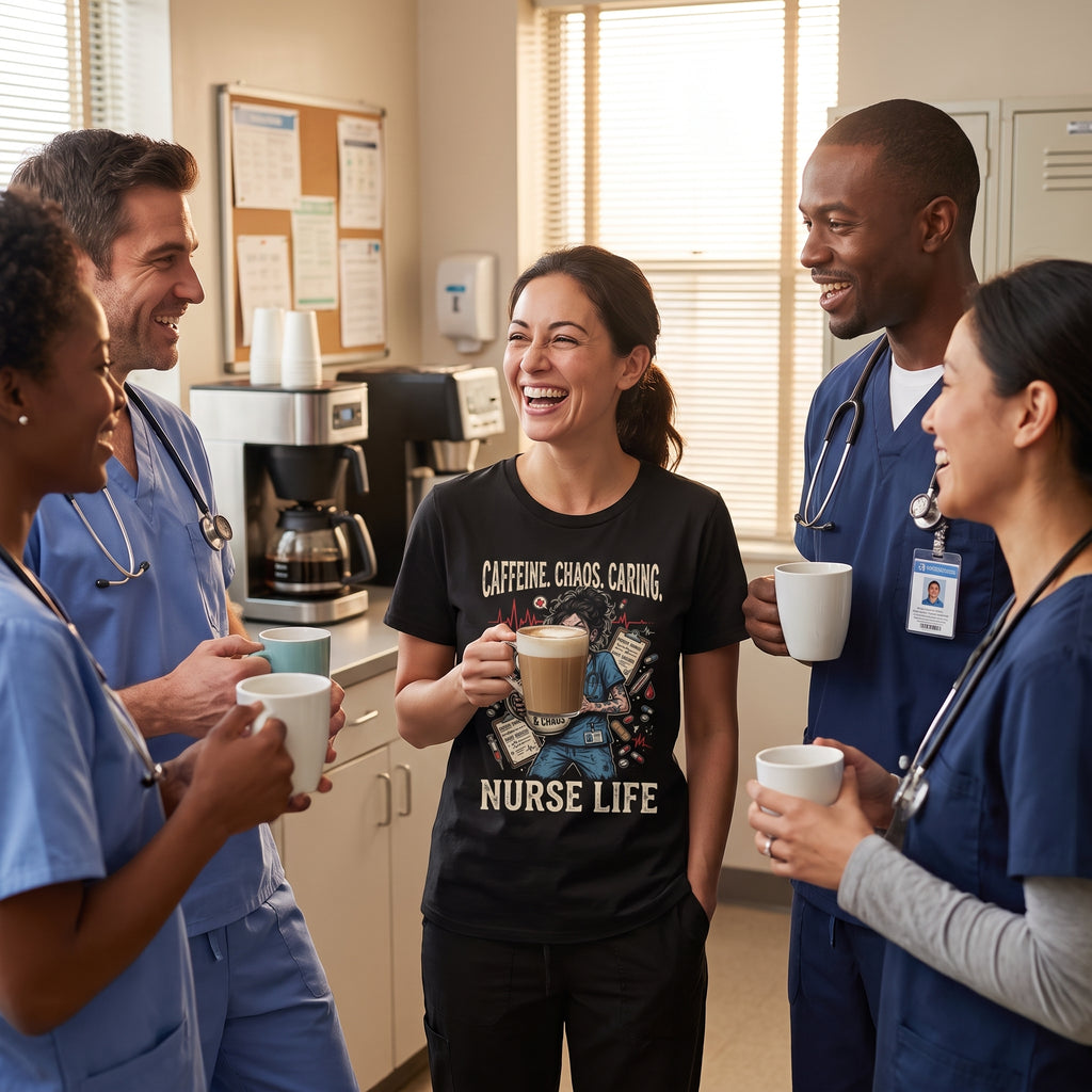Caffeine. Chaos. Caring. T-shirt