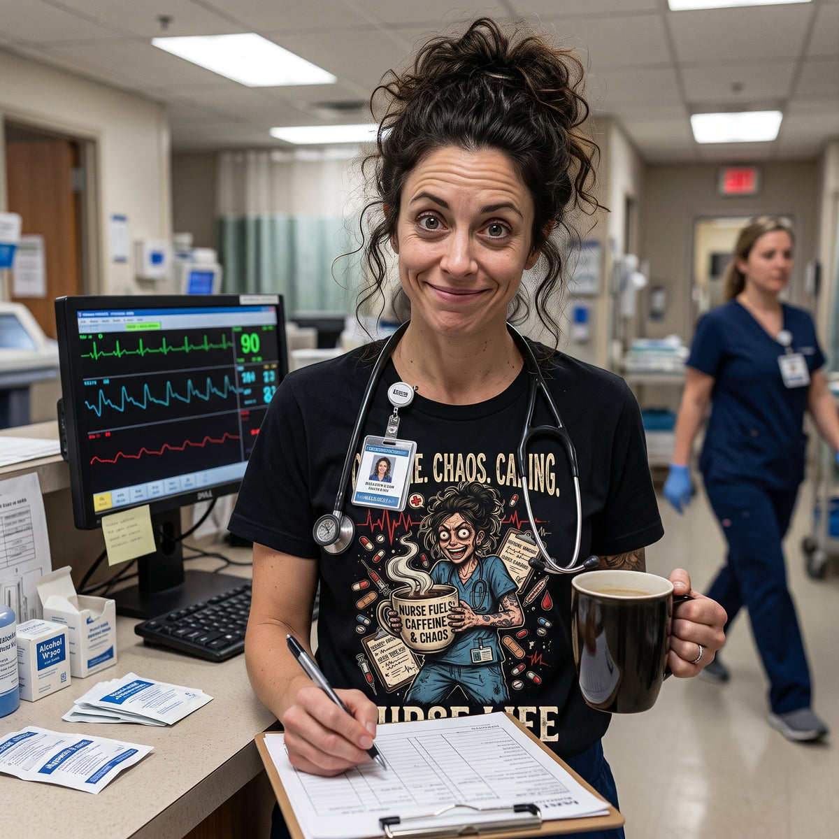 Caffeine. Chaos. Caring. T-shirt