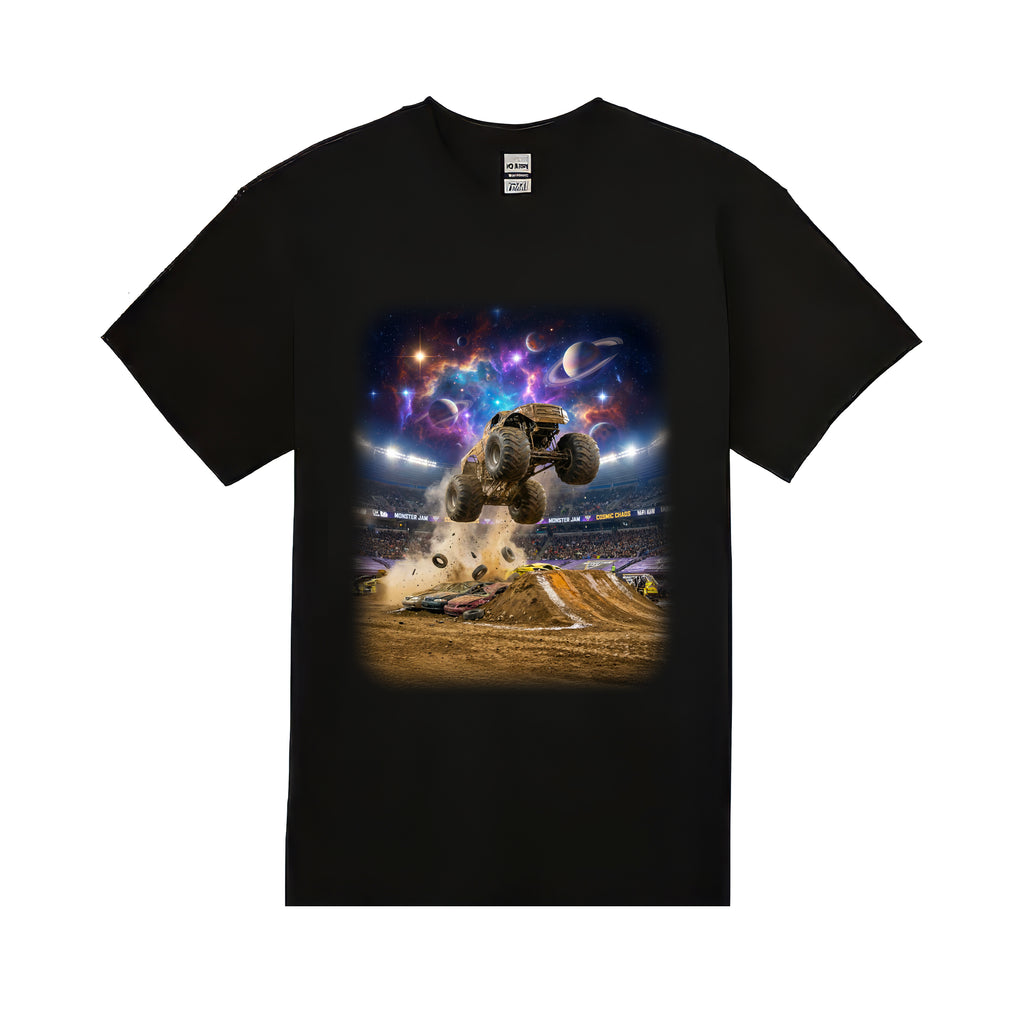Planet Crusher Truck Youth T-Shirt  Cosmic Monster Truck Graphic Tee