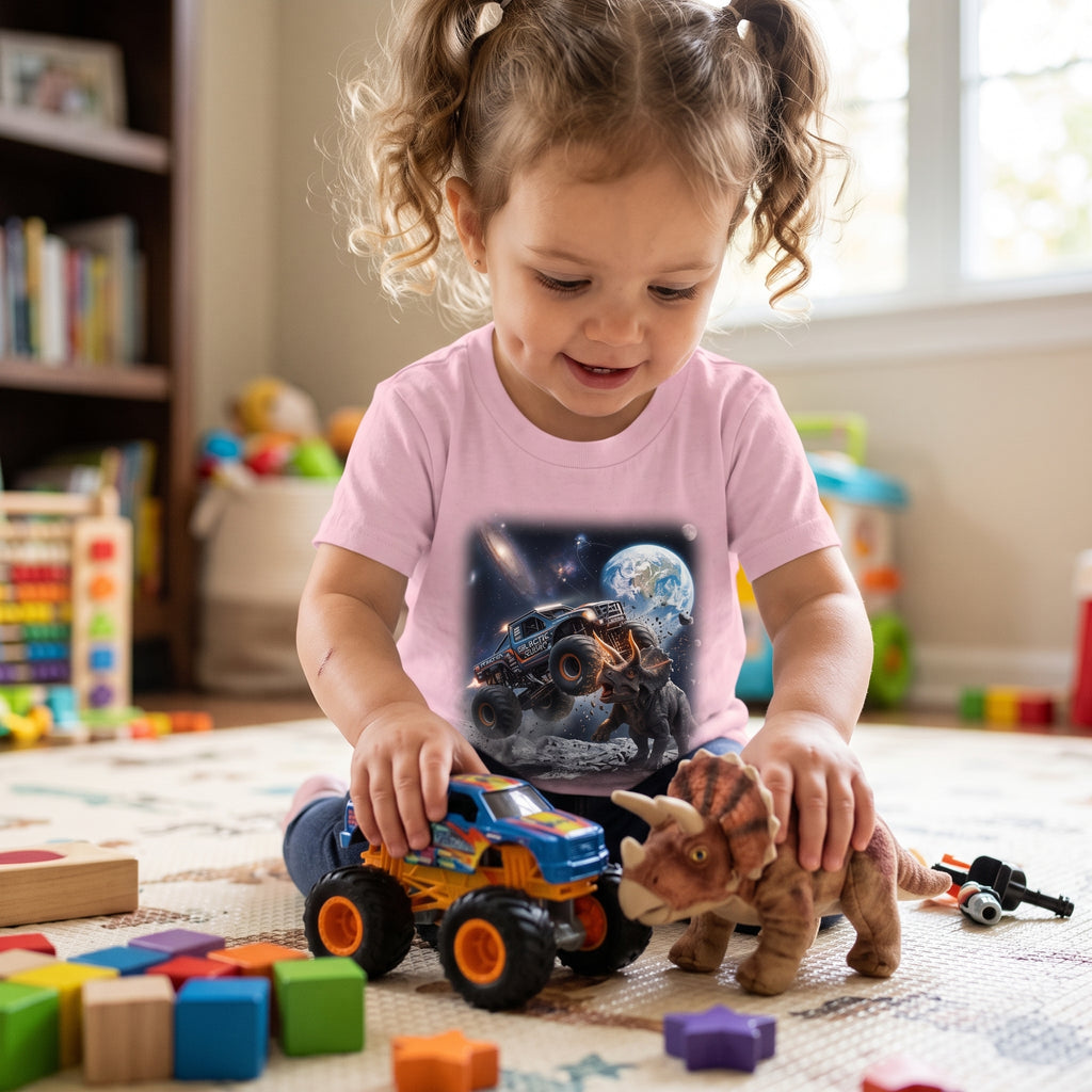 Cosmic Triceratops Clash Toddler T-Shirt