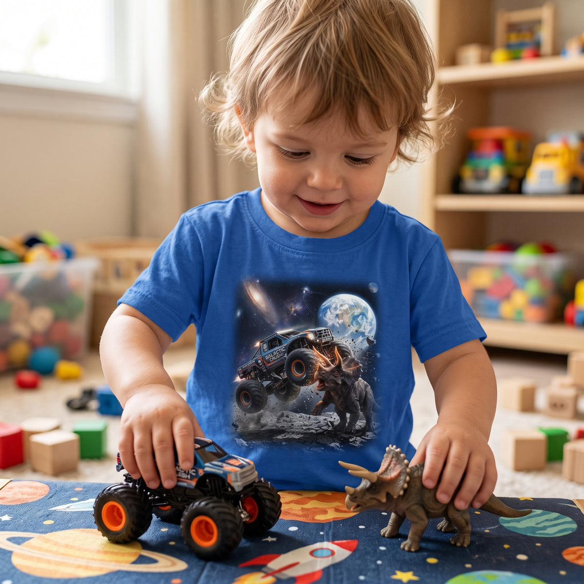 Cosmic Triceratops Clash Toddler T-Shirt