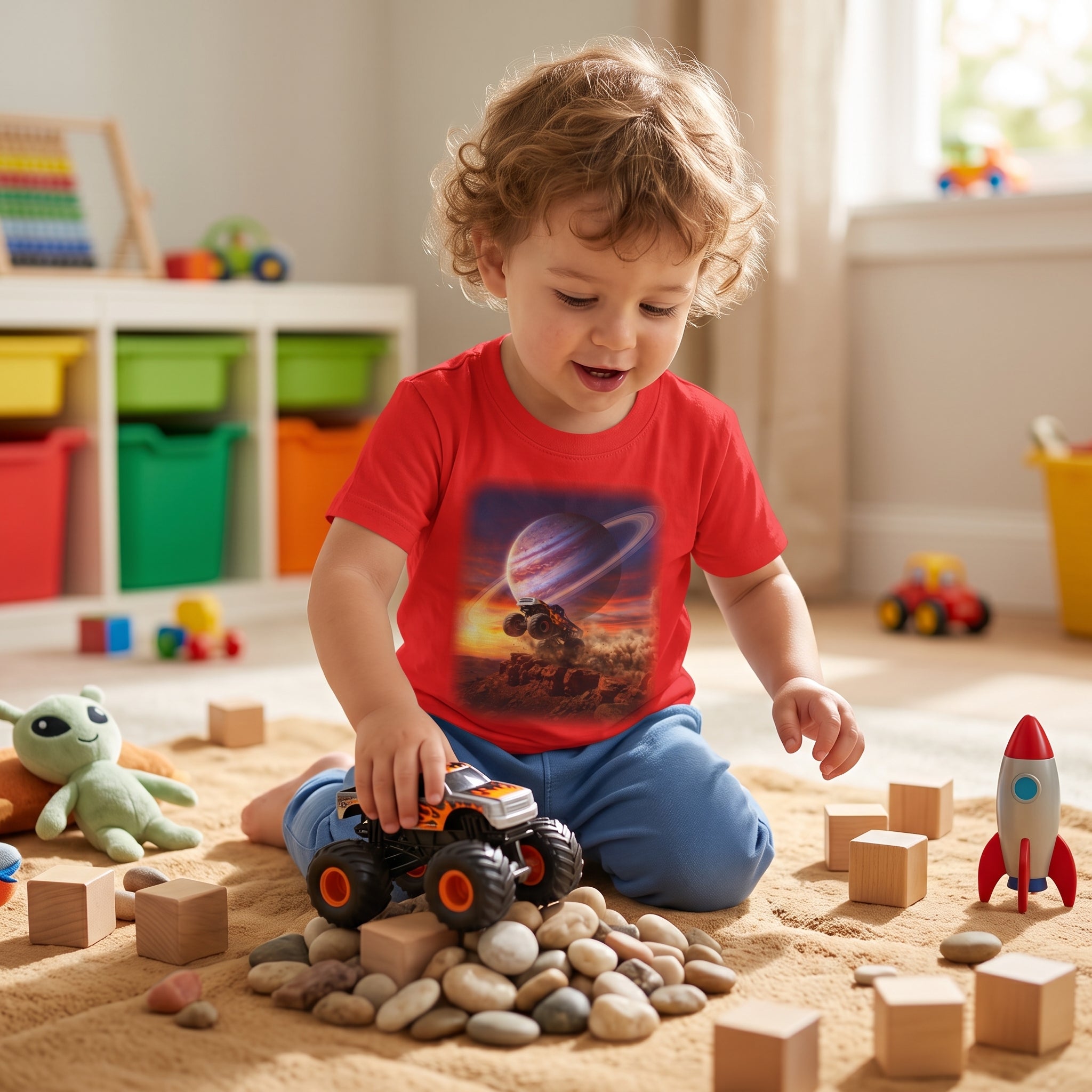 Ring Ripper Truck Toddler T-Shirt  Cosmic Monster Truck Graphic Tee