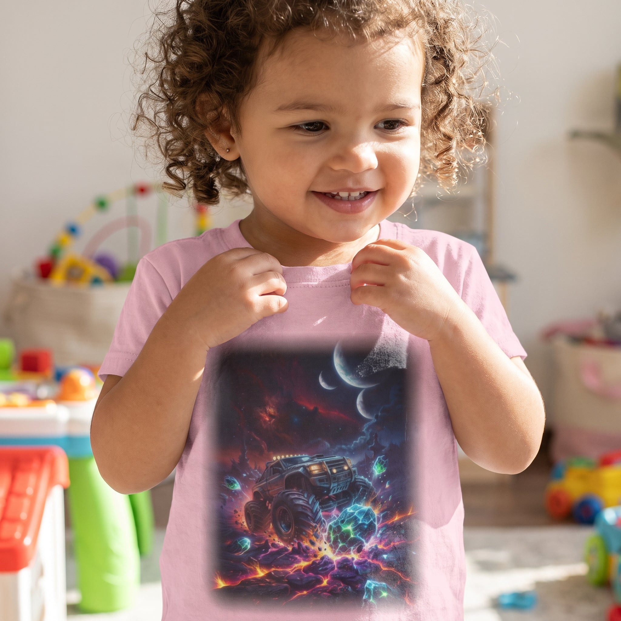 Crystal Crush Truck Toddler T-Shirt   Cosmic Monster Truck Graphic Tee