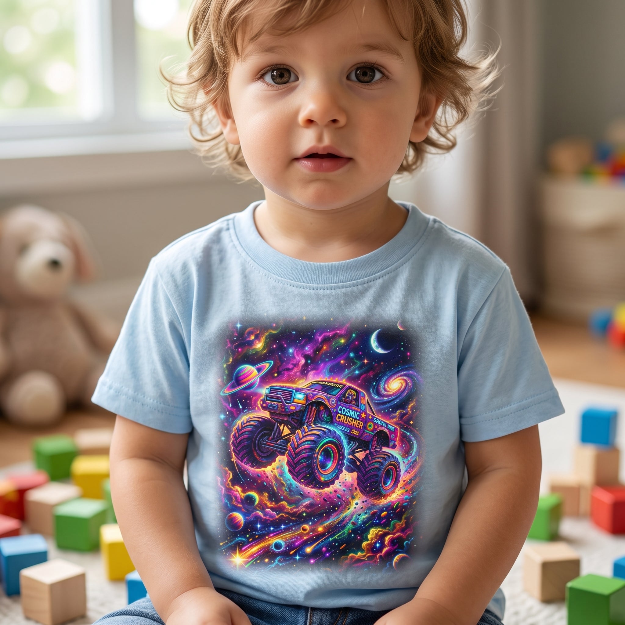 Nebula Crusher Truck Toddler T-Shirt   Cosmic Monster Truck Graphic Tee