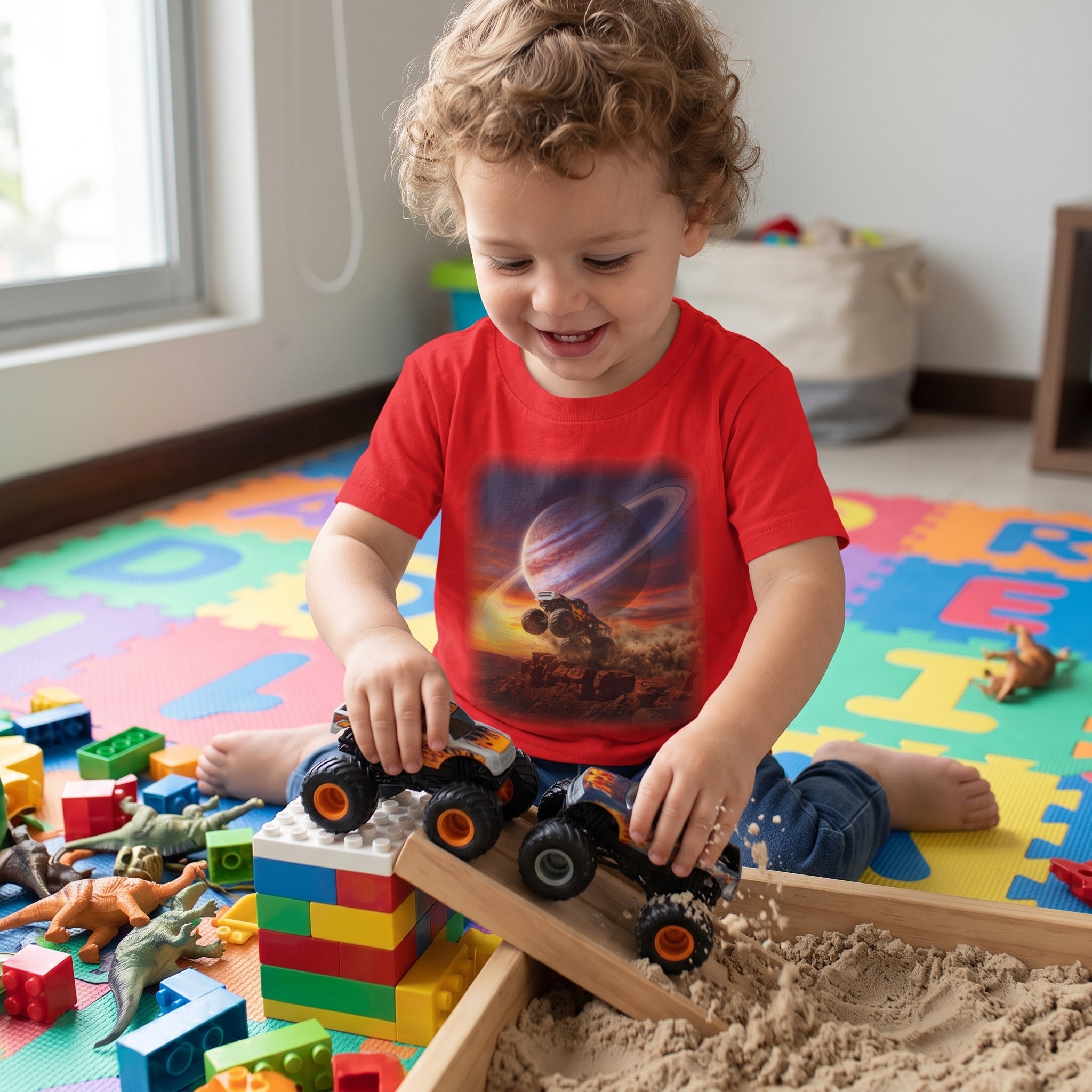 Ring Ripper Truck Toddler T-Shirt  Cosmic Monster Truck Graphic Tee