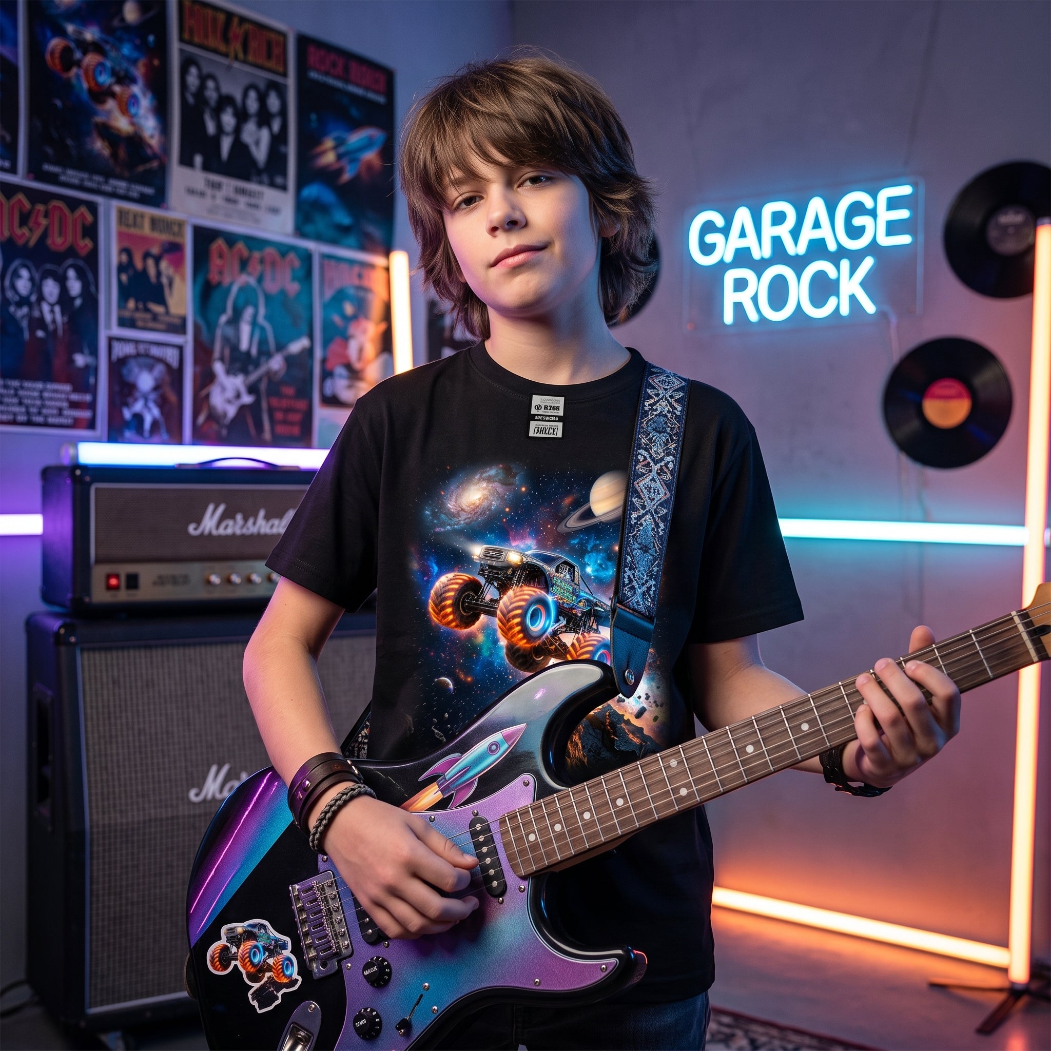 Cosmic Monster Truck Youth T-Shirt   Cosmic Monster Truck Graphic Tee