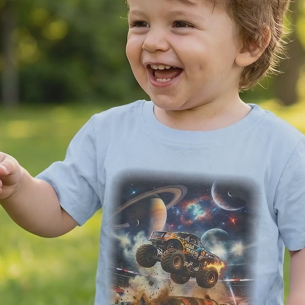 Cosmic Crusher Toddler T-Shirt   Cosmic Monster Truck Graphic Tee