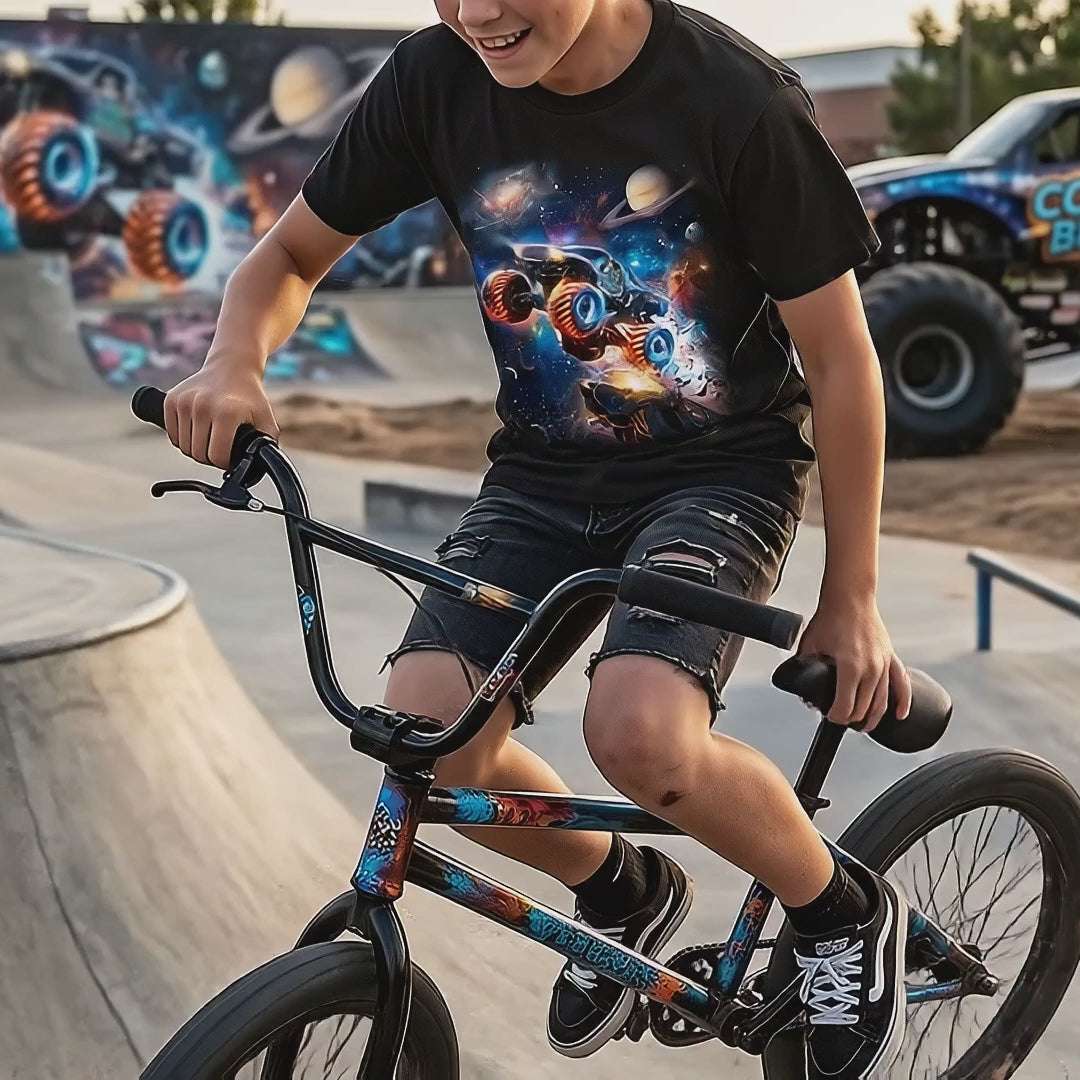 Cosmic Monster Truck Youth T-Shirt   Cosmic Monster Truck Graphic Tee