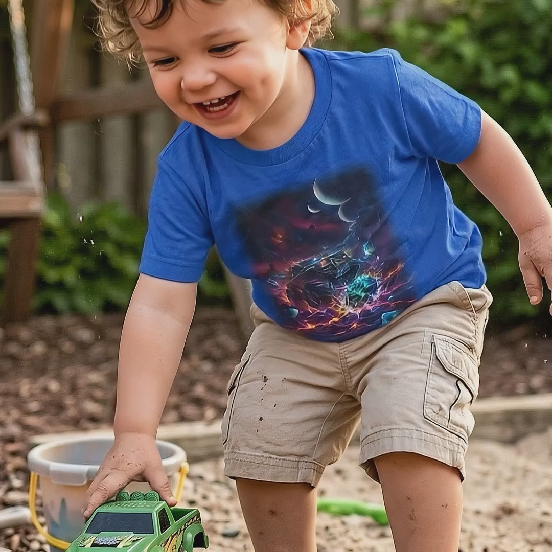 Crystal Crush Truck Toddler T-Shirt   Cosmic Monster Truck Graphic Tee