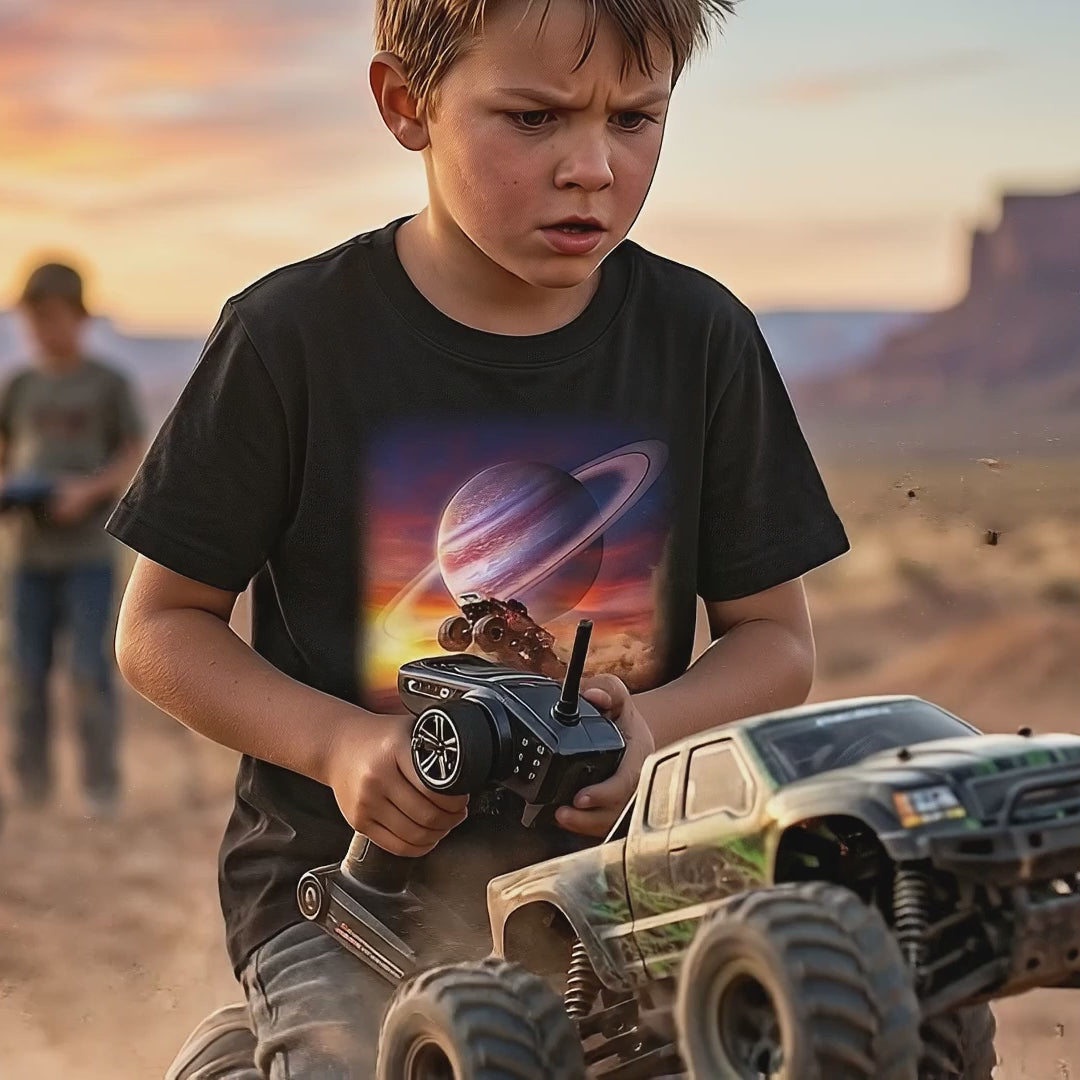 Ring Ripper Truck Youth T-Shirt | Cosmic Monster Truck Graphic Tee