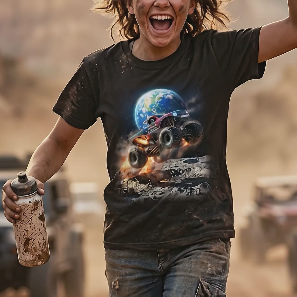 Lunar Rage Truck Youth T-Shirt   Cosmic Monster Truck Graphic Tee