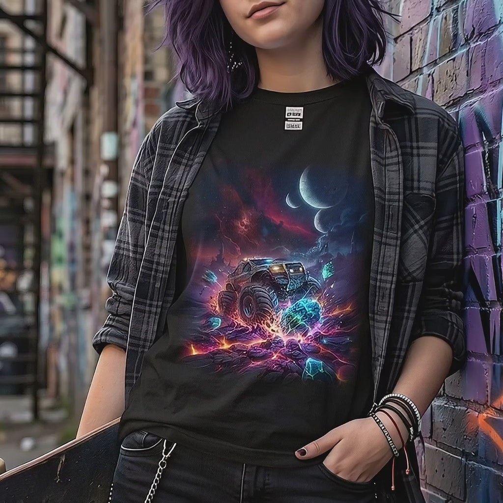 Crystal Crush Truck Youth T-Shirt   Cosmic Monster Truck Graphic Tee