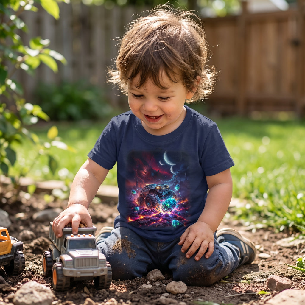 Crystal Crush Truck Toddler T-Shirt   Cosmic Monster Truck Graphic Tee