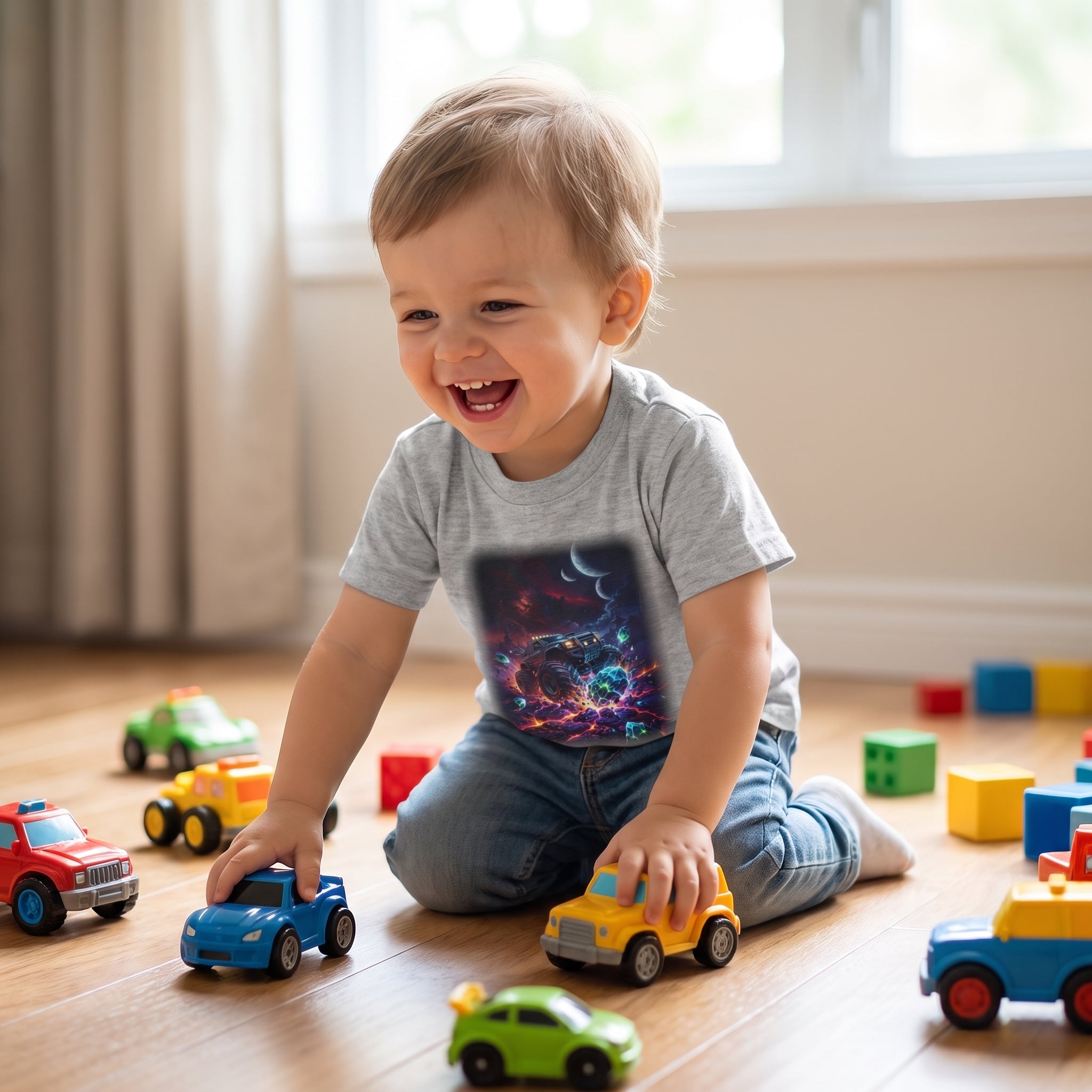 Crystal Crush Truck Toddler T-Shirt   Cosmic Monster Truck Graphic Tee